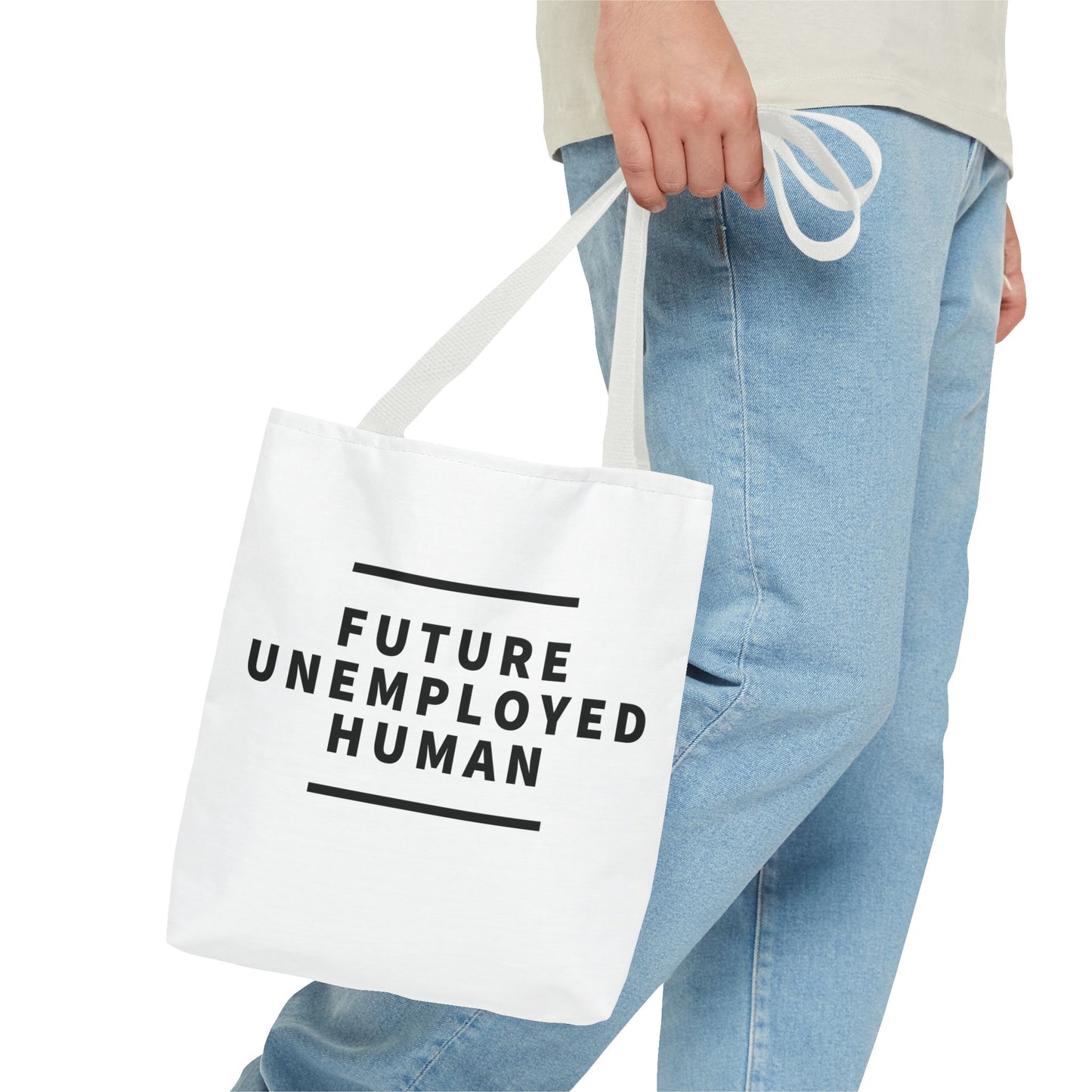 "FUTURE UNEMPLOYED HUMAN" AOP Tote Bag