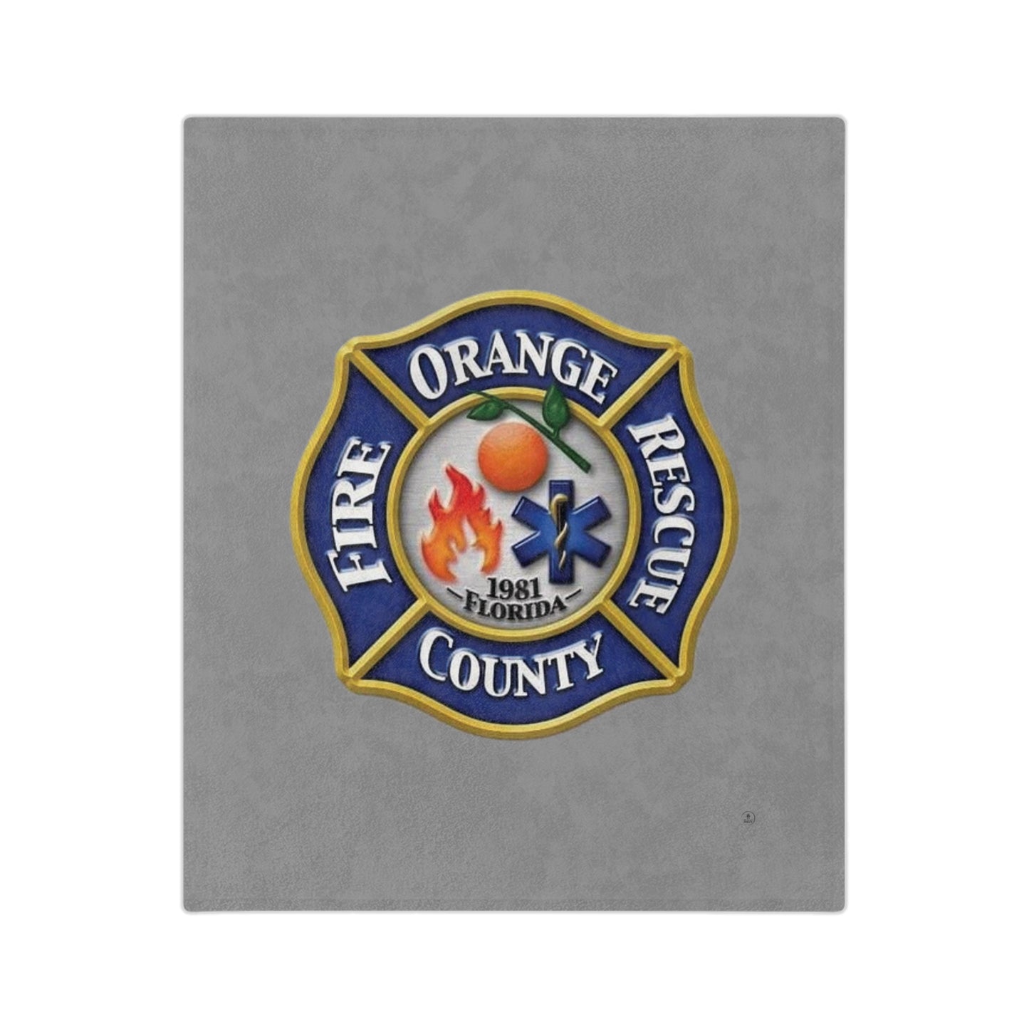 Orange County Fire Rescue Department Logo Velveteen Minky Blanket