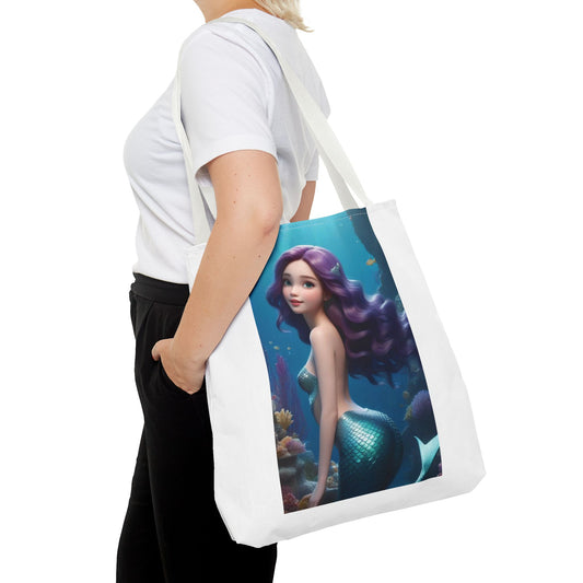 Purple Haired Mermaid AOP Tote Bag