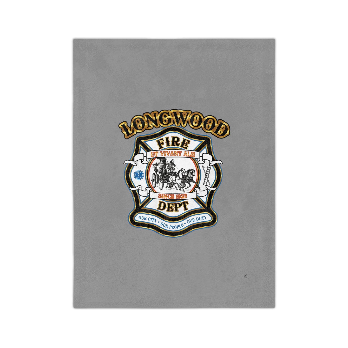 Longwood Fire Rescue Department Logo Velveteen Minky Blanket