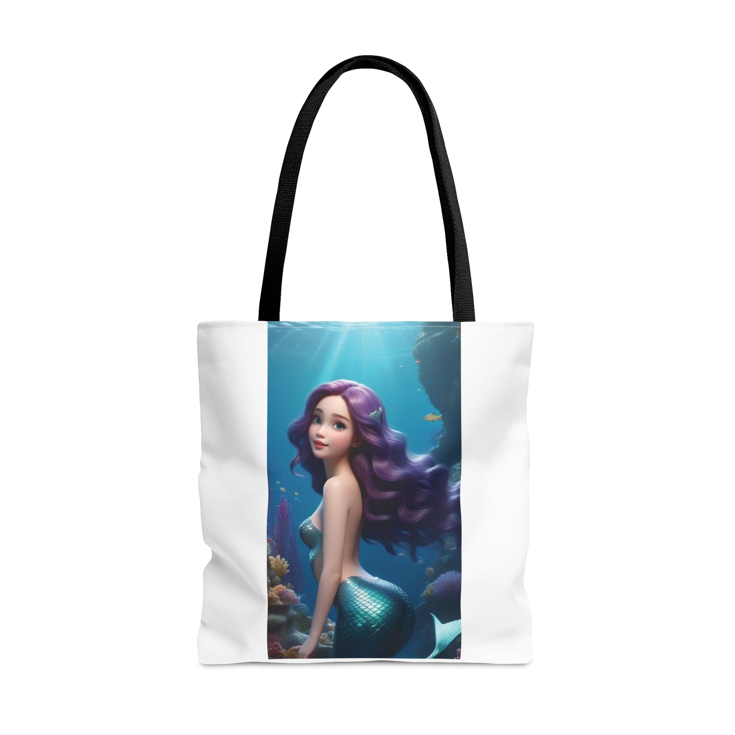 Purple Haired Mermaid AOP Tote Bag