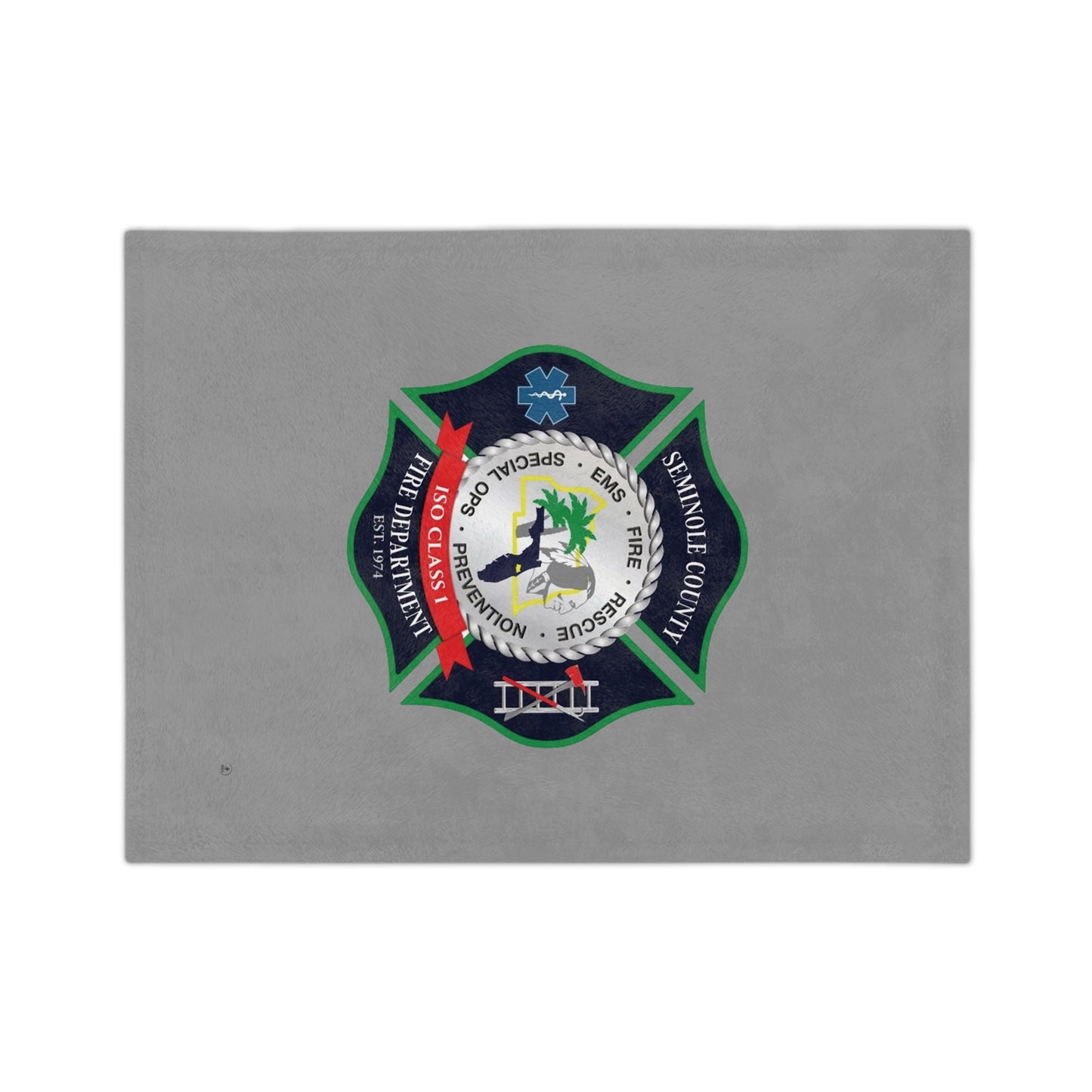 Seminole County Fire Department Logo Velveteen Minky Blanket