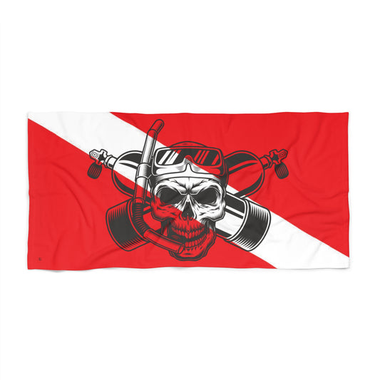 "Diver Down" - Skull and tanks Dive Flag Beach Towel