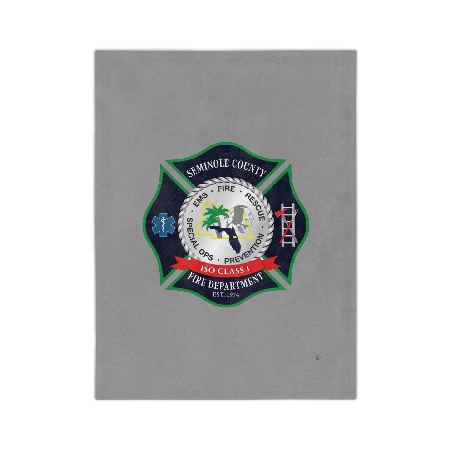 Seminole County Fire Department Logo Velveteen Minky Blanket