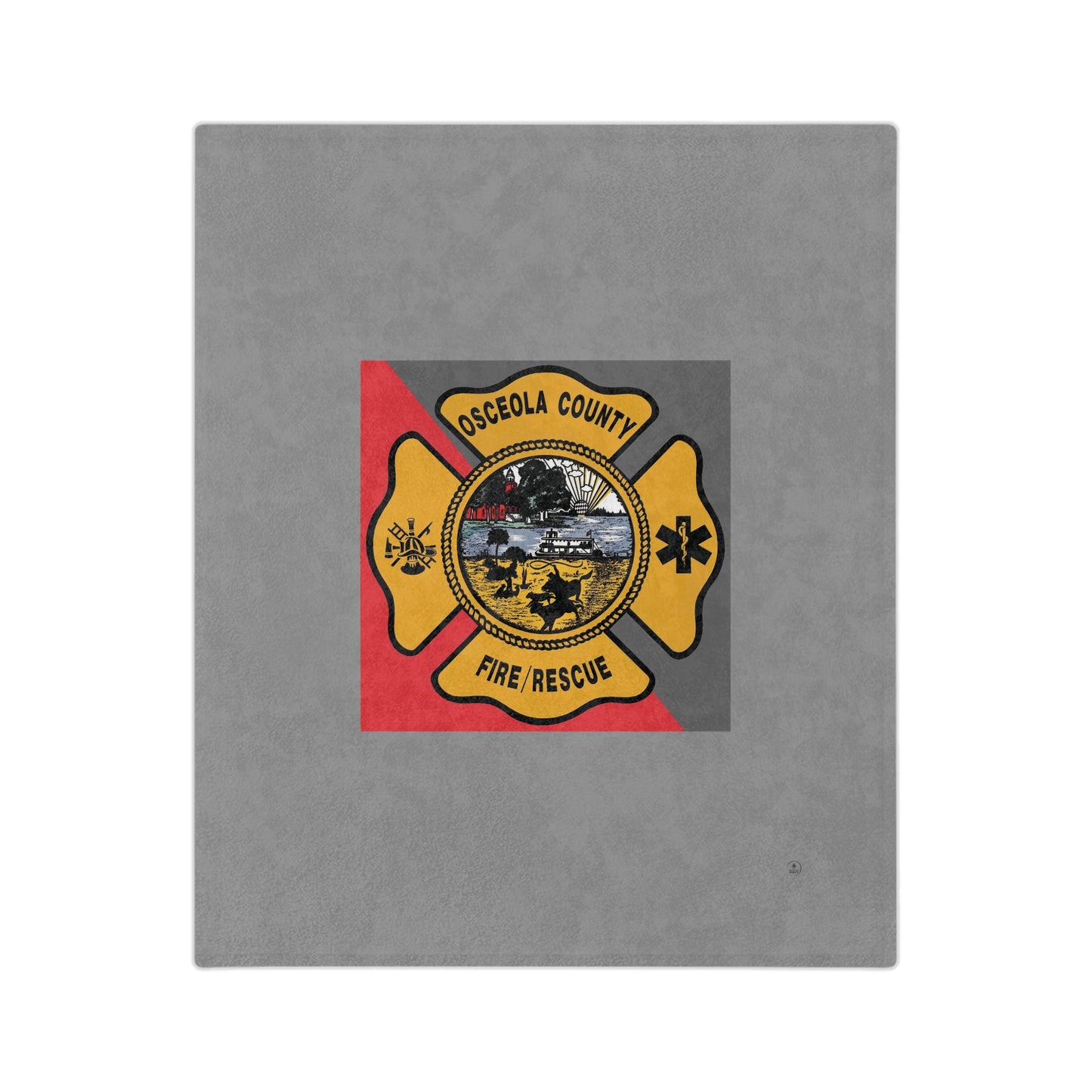 Osceola County Fire Rescue Department Logo Velveteen Minky Blanket