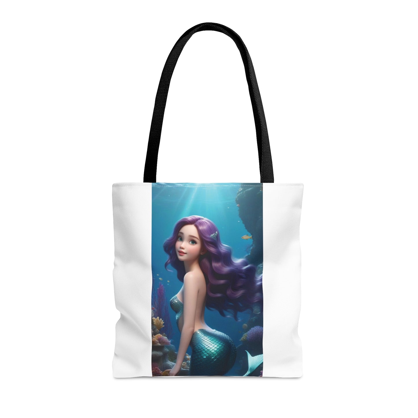 Purple Haired Mermaid AOP Tote Bag