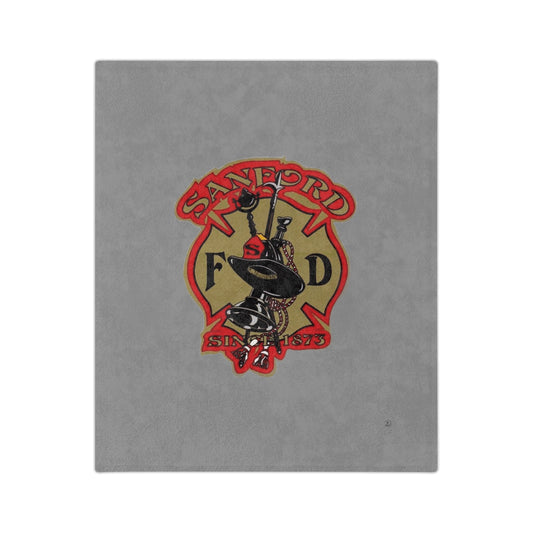 Sanford Fire Department Logo Velveteen Minky Blanket