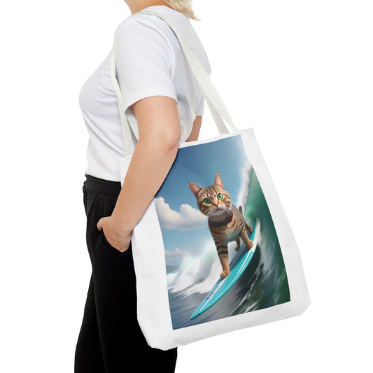 Surfin' Kitty #10 AOP Tote Bag