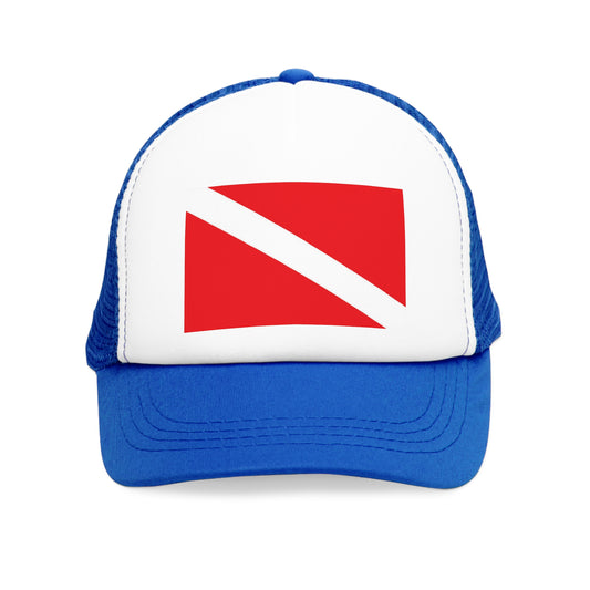 "Diver Down" - Dive Flag - Blk, Blue, Pink or Red Mesh Cap