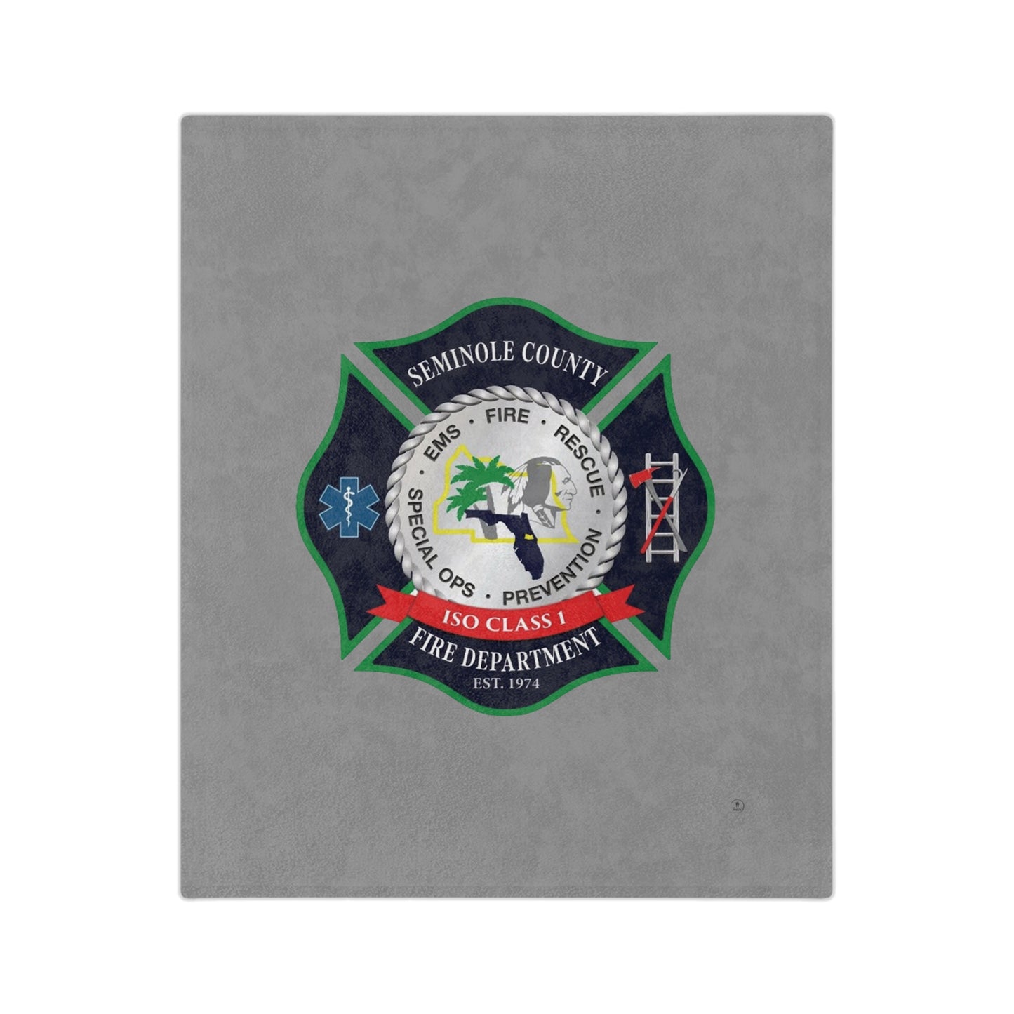 Seminole County Fire Department Logo Velveteen Minky Blanket