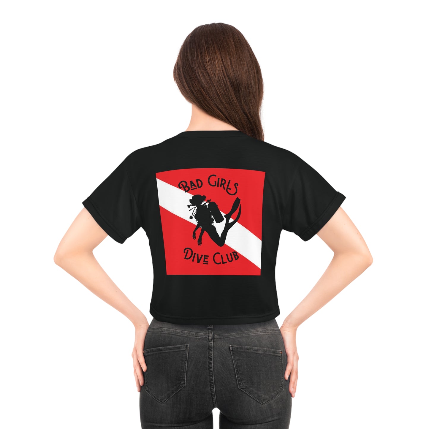 Bad Girls Dive Club - Dive Flag - Blk Crop Tee (AOP)