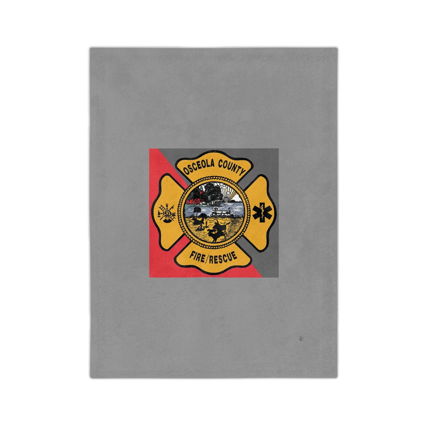 Osceola County Fire Rescue Department Logo Velveteen Minky Blanket