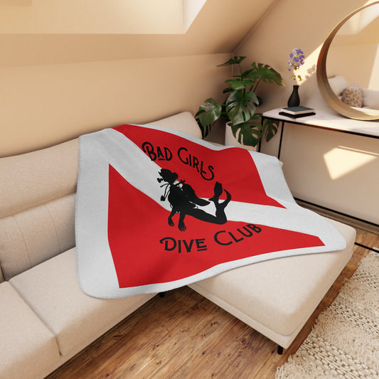 Bad Girls Dive Club - Dive Flag - Tan Sherpa Blanket