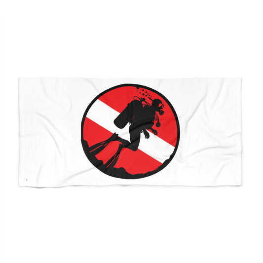 "Diver Down" - Diver in Circle - Dive Flag - Beach Towel