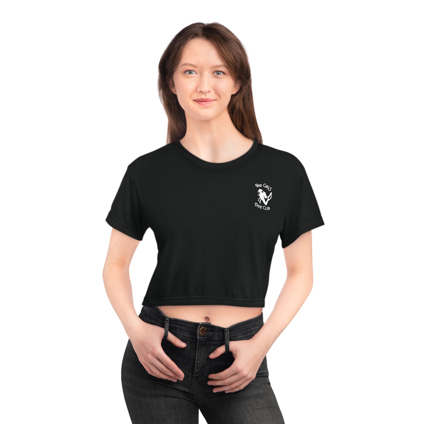 Bad Girls Dive Club - Dive Flag - Blk Crop Tee (AOP)